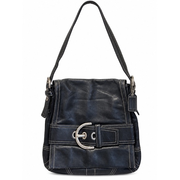 Coach Handbags - Coach Soho Black Leather Buckle Flap Shoulder Bag